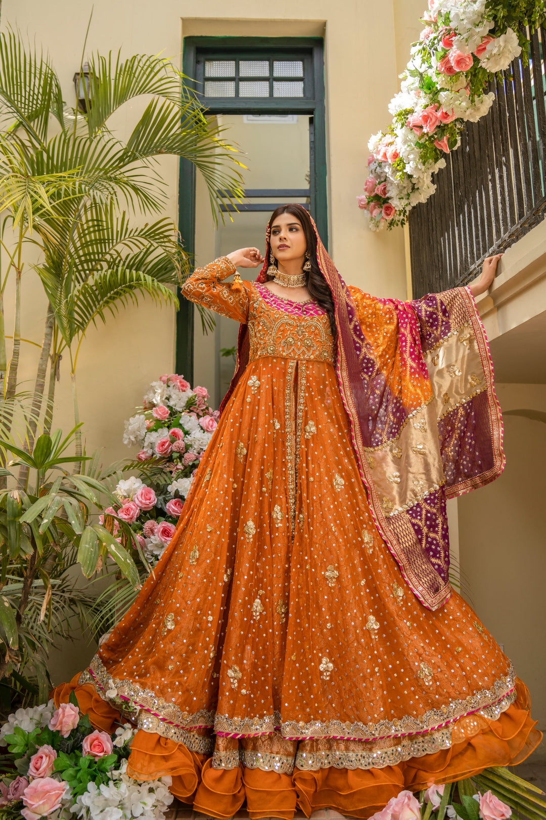 Elegant Royal Front Open Pishwas Lehenga - Pakistani Bridal Wear