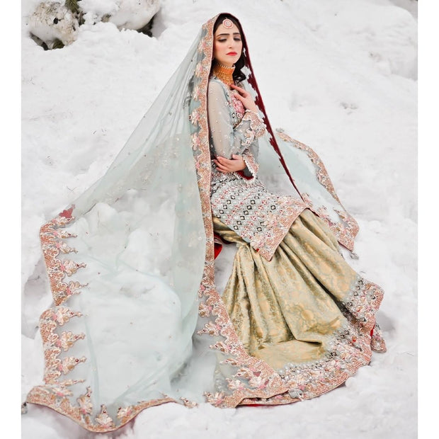 Royal Gharara Kameez Mint Green Pakistani Bridal Dress