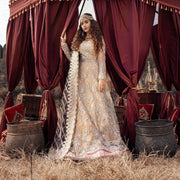 Royal Golden Bridal Dress in Lehenga Gown Style