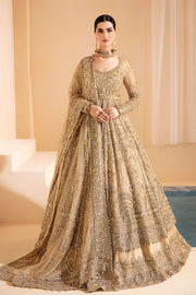 Royal Golden Bridal Lehenga Frock and Dupatta Dress