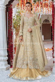 Royal Golden Bridal Lehenga with Frock Dress