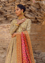 Royal Golden Bridal Lehenga with Royal Angrakha Dress