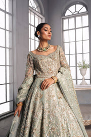 Royal Gown Style Pakistani Bridal Dress in Mint Green Color
