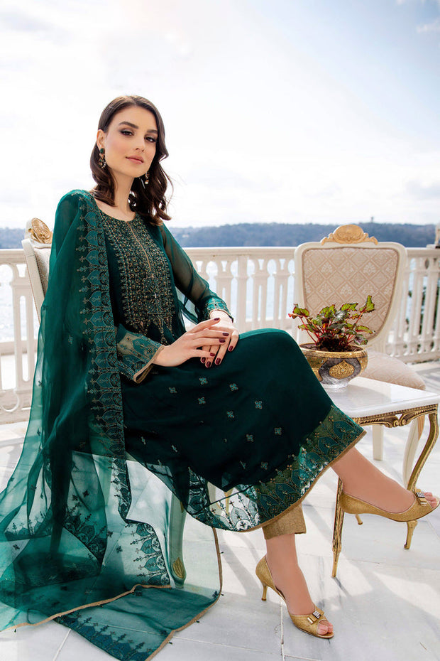 Royal Green Salwar Kameez and Dupatta Pakistani Party Dress