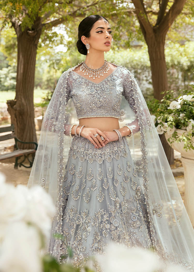 Elegant Grey Pakistani Bridal Lehenga Choli Dress