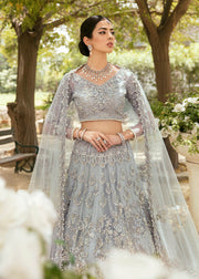 Royal Grey Bridal Dress Pakistani in Lehenga Choli Style