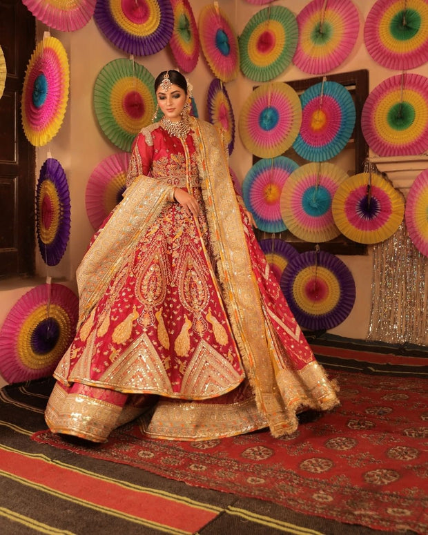 Royal Jacket Lehenga Pink Pakistani Bridal Dress
