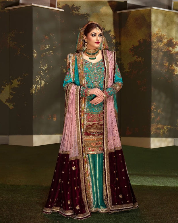 Royal Jamawar Sharara Kameez Pakistani Bridal Dress Online
