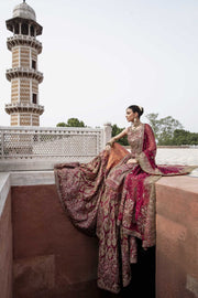 Royal Kameez Sharara and Dupatta Pakistani Red Bridal Dress
