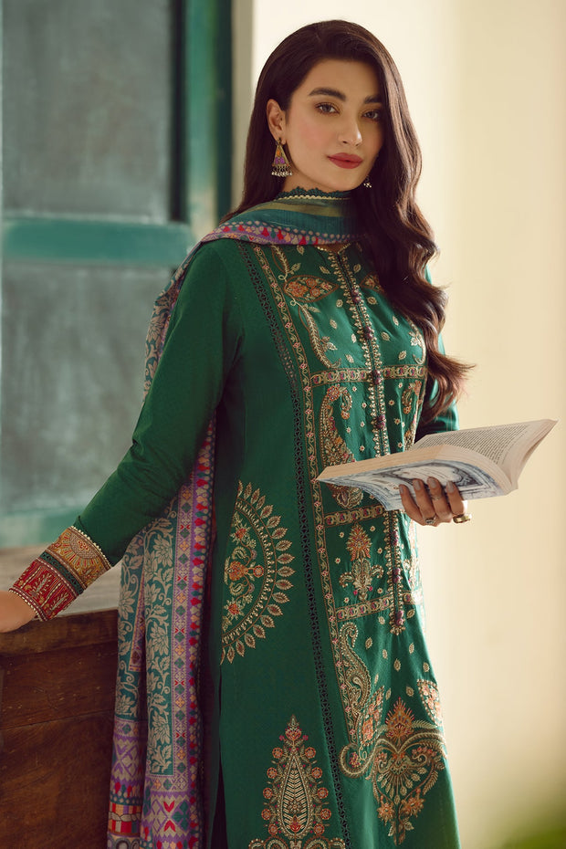 Royal Kameez Trouser Dupatta Pakistani Green Dress for Eid