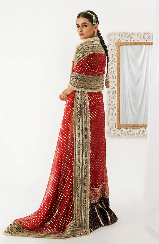 Royal Kameez Trouser Dupatta Red Pakistani Wedding Dress