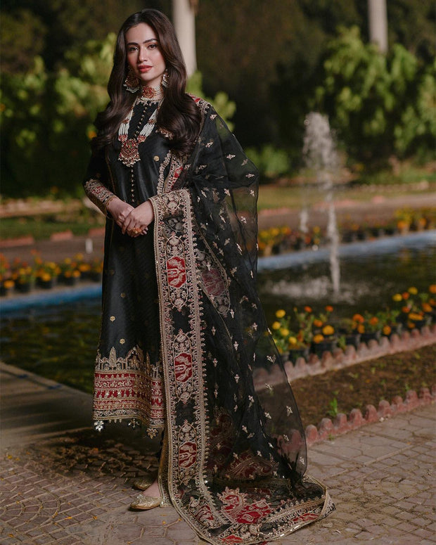 Royal Kameez Trouser Pakistani Black Dress for Wedding