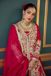 Royal Long Jacket Lehenga Red Bridal Dress Pakistani