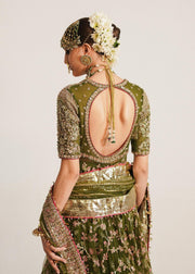 Royal Mehndi Dress in Traditional Pishwas Frock Sharara Style
