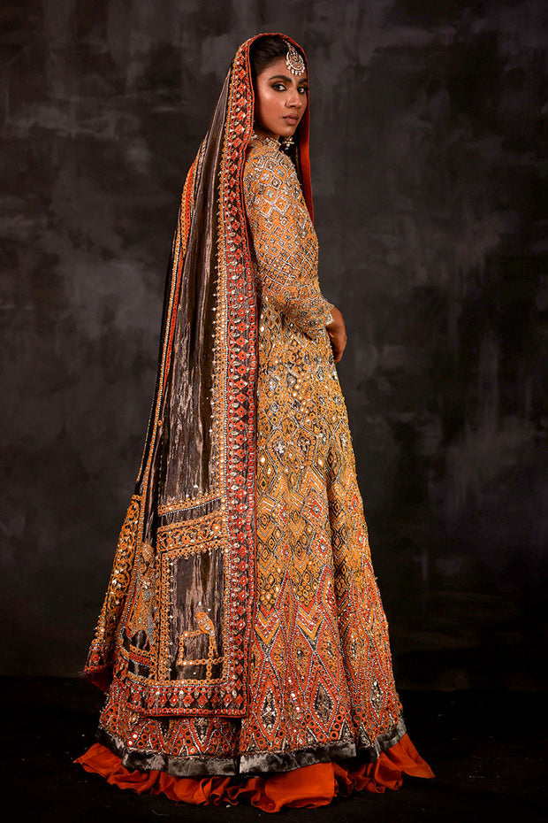 Royal Mehndi Dress in Yellow Frock and Bridal Lehenga Style