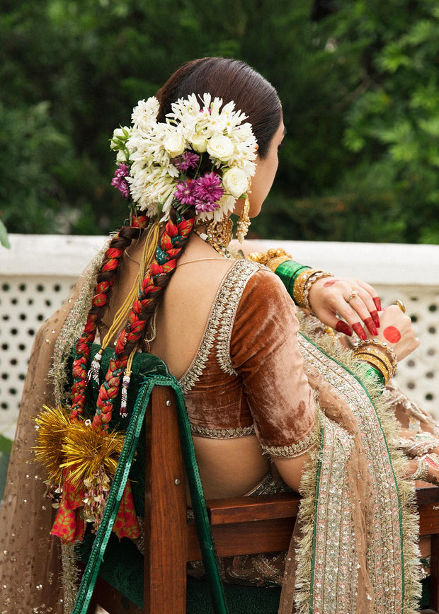 Royal Net Lehenga Velvet Choli Bridal Wedding Dress