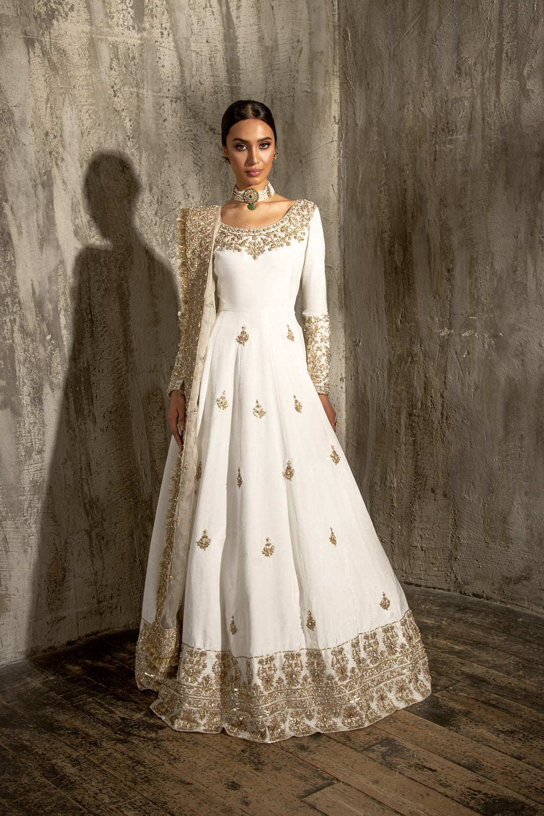 Royal Nikkah Dress for Bride in Traditional Pishwas Style SMALL