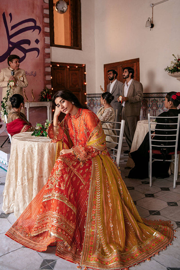 Royal Orange Dress Pakistani in Wedding Gharara Kameez Style