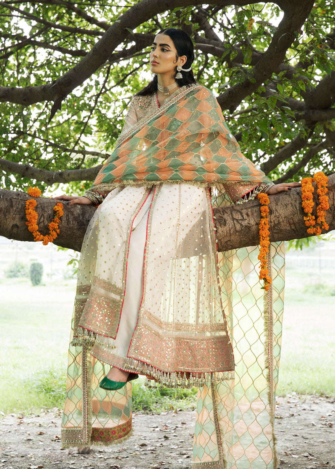 Royal Organza Dress Pakistani in Pishwas and Sharara Style