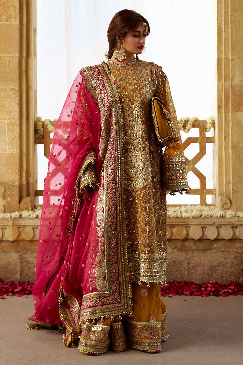 Royal Organza Gharara Kameez Dupatta Pakistani Mehndi Dress