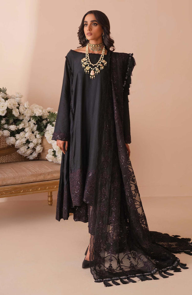 Royal Pakistani Black Dress in Kameez Trouser Style