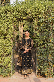 Royal Pakistani Black Dress in Pishwas Frock Style Online