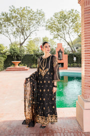 Royal Pakistani Black Dress in Pishwas Frock Style