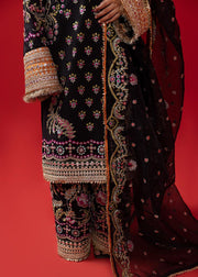 Royal Pakistani Black Dress in Salwar Kameez Dupatta Style
