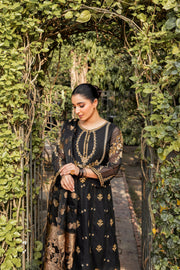Royal Pakistani Black Eid Dress in Pishwas Frock Style