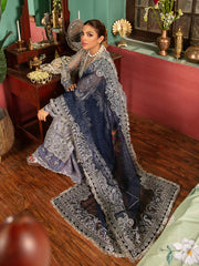 Royal Pakistani Blue Dress in Wedding Kameez Trouser Style