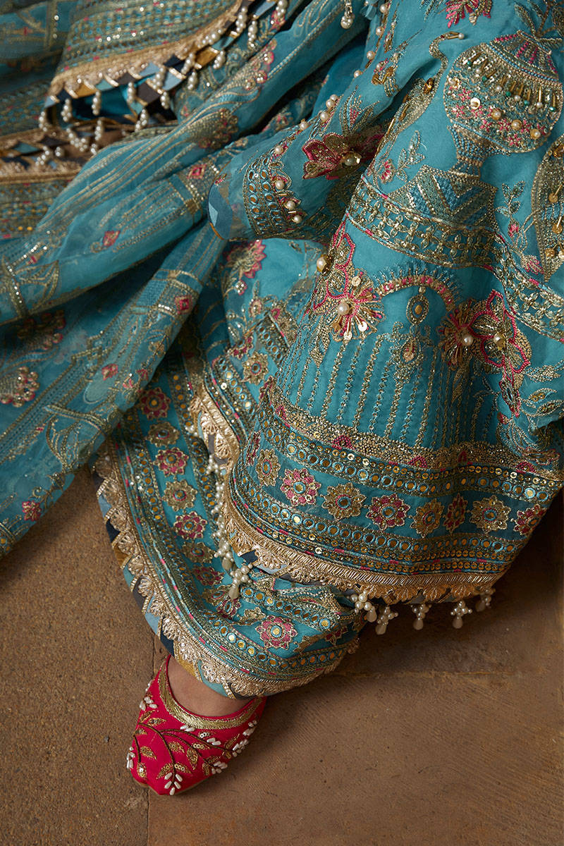 Royal Pakistani Blue Dress in Wedding Kameez Trouser Style