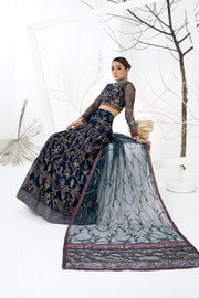 Royal Pakistani Blue Embroidered Lehenga Choli Wedding Dress