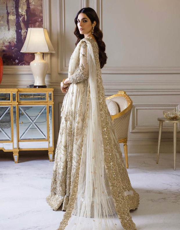 Royal Pakistani Bridal Dress in Lehenga Frock Style Online