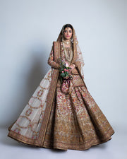 Royal Pakistani Bridal Dress in Lehenga Style with Open Shirt