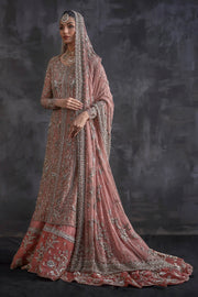 Royal Pakistani Bridal Dress in Pink Gharara and Jacket Style