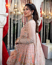 Royal Pakistani Bridal Dress in Pishwas Frock Lehenga Style