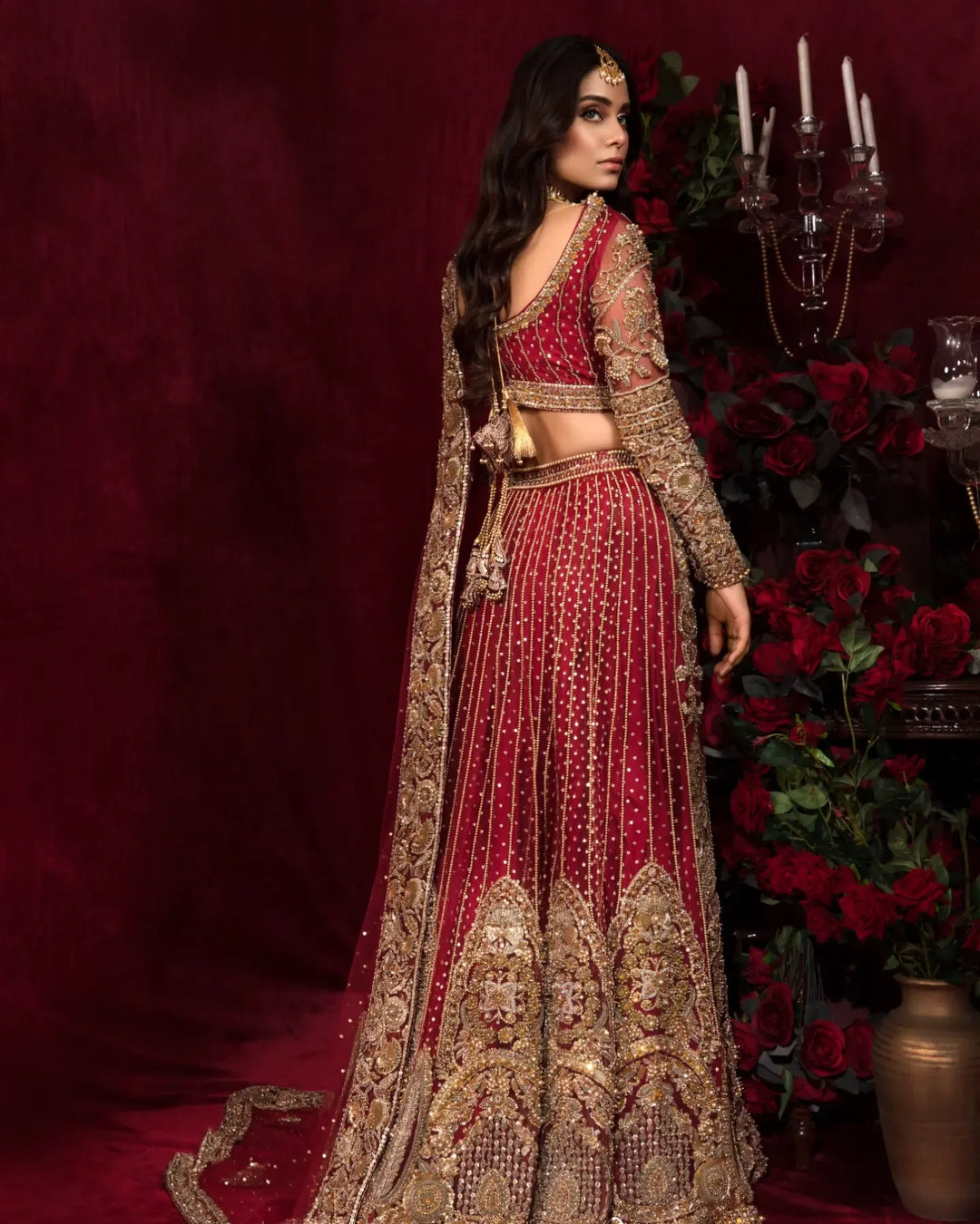 Majestic Red Pakistani Bridal Lehenga with Choli