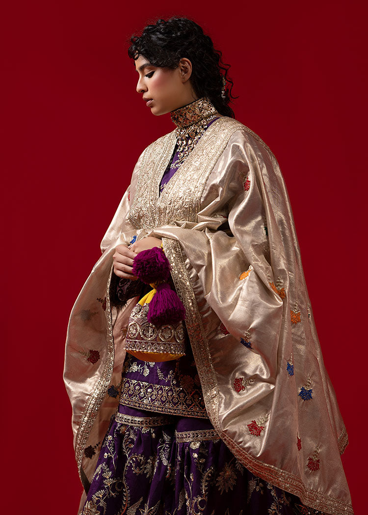 Elegant Pakistani Bridal Dress with Gharara & Dupatta