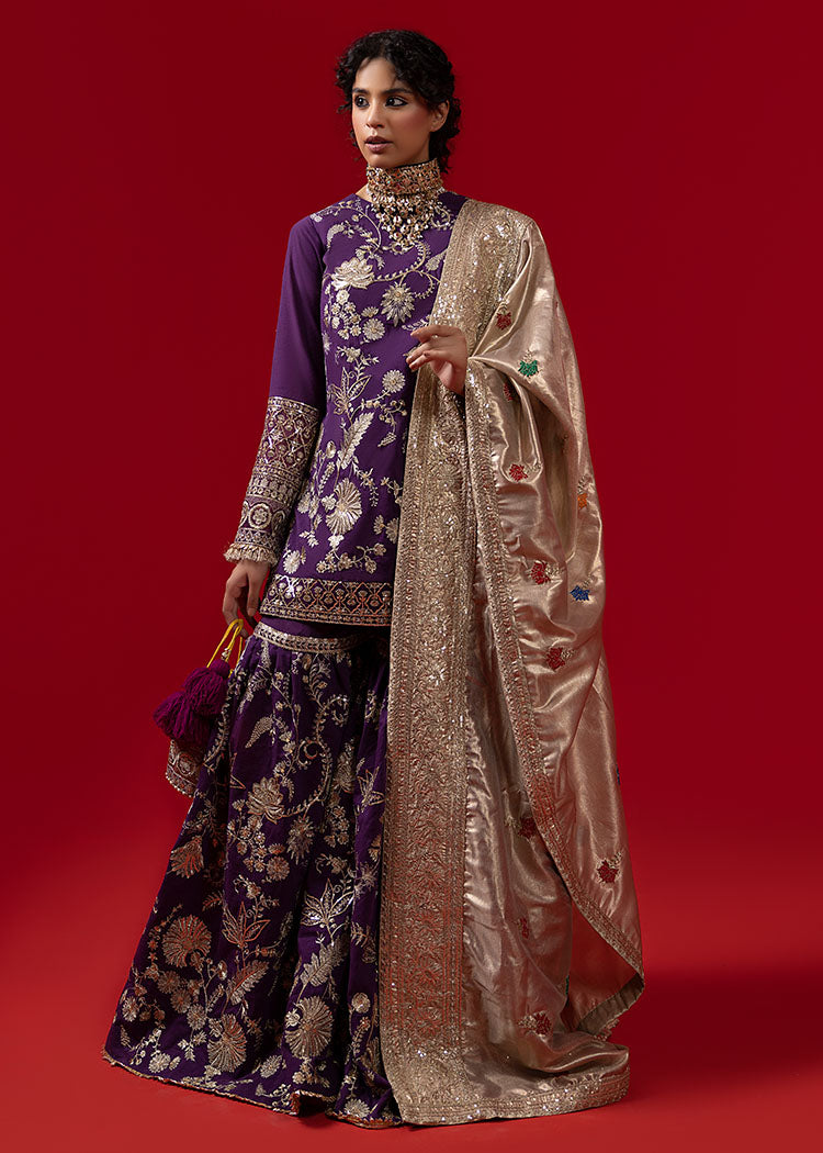 Elegant Pakistani Bridal Dress with Gharara & Dupatta