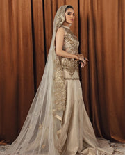 Royal Pakistani Bridal Dress in Shirt and Lehenga Style