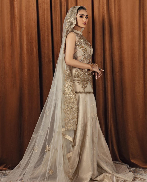 Royal Pakistani Bridal Dress in Shirt and Lehenga Style