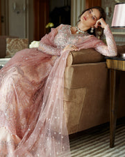 Royal Pakistani Bridal Frock and Sharara in Pink