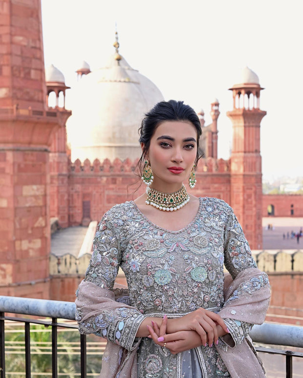 Royal Pakistani Bridal Frock with Sharara Dress Online