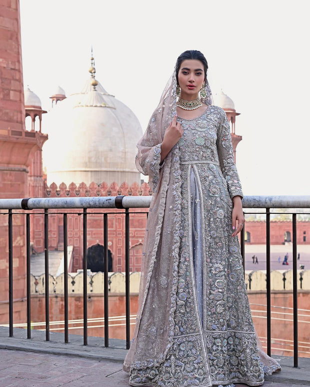 Royal Pakistani Bridal Frock with Sharara Dress