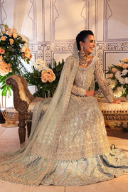 Royal Pakistani Bridal Gown with Blue Lehenga Dupatta Dress