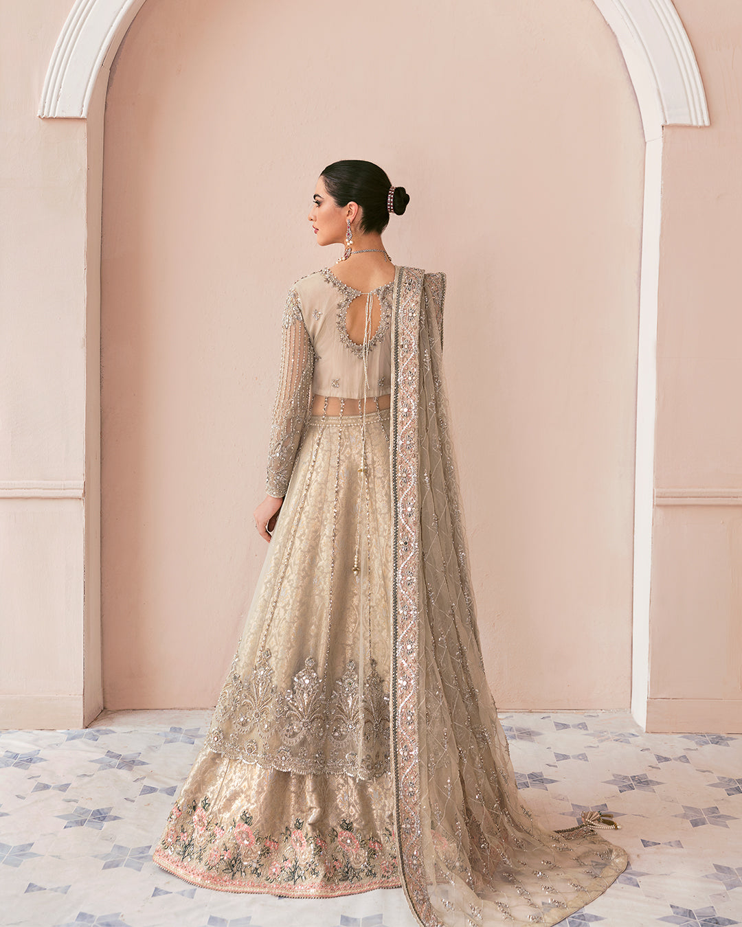Exquisite Pakistani Bridal Gown with Lehenga and Dupatta