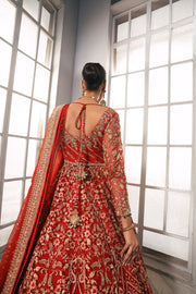 Royal Pakistani Bridal Gown with Red Lehenga and Dupatta