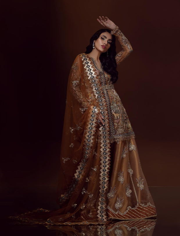 Royal Pakistani Bridal Jacket Sharara Dupatta Dress Online