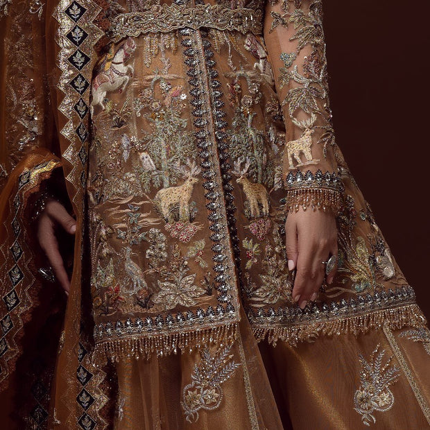 Royal Pakistani Bridal Jacket Sharara and Dupatta Dress