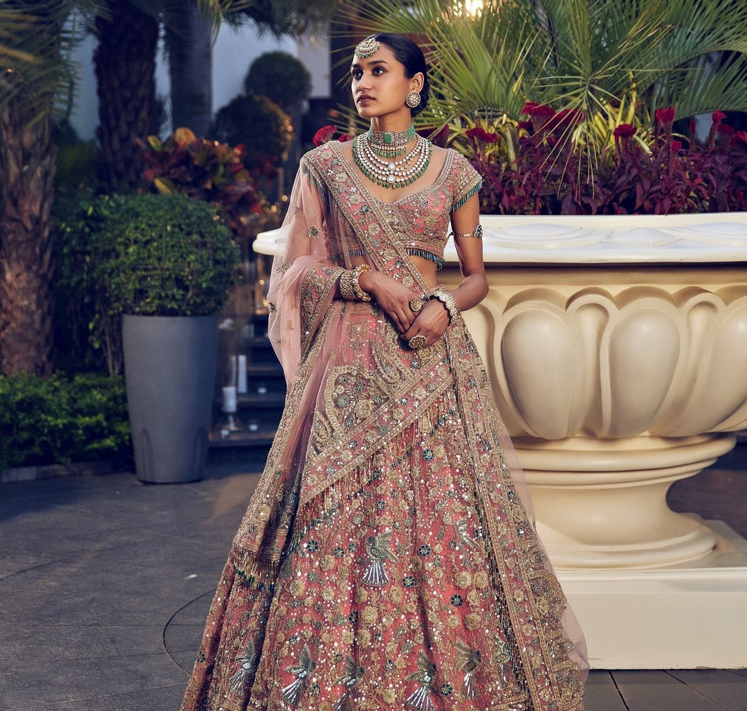 Elegant Royal Pakistani Bridal Lehenga with Choli & Dupatta